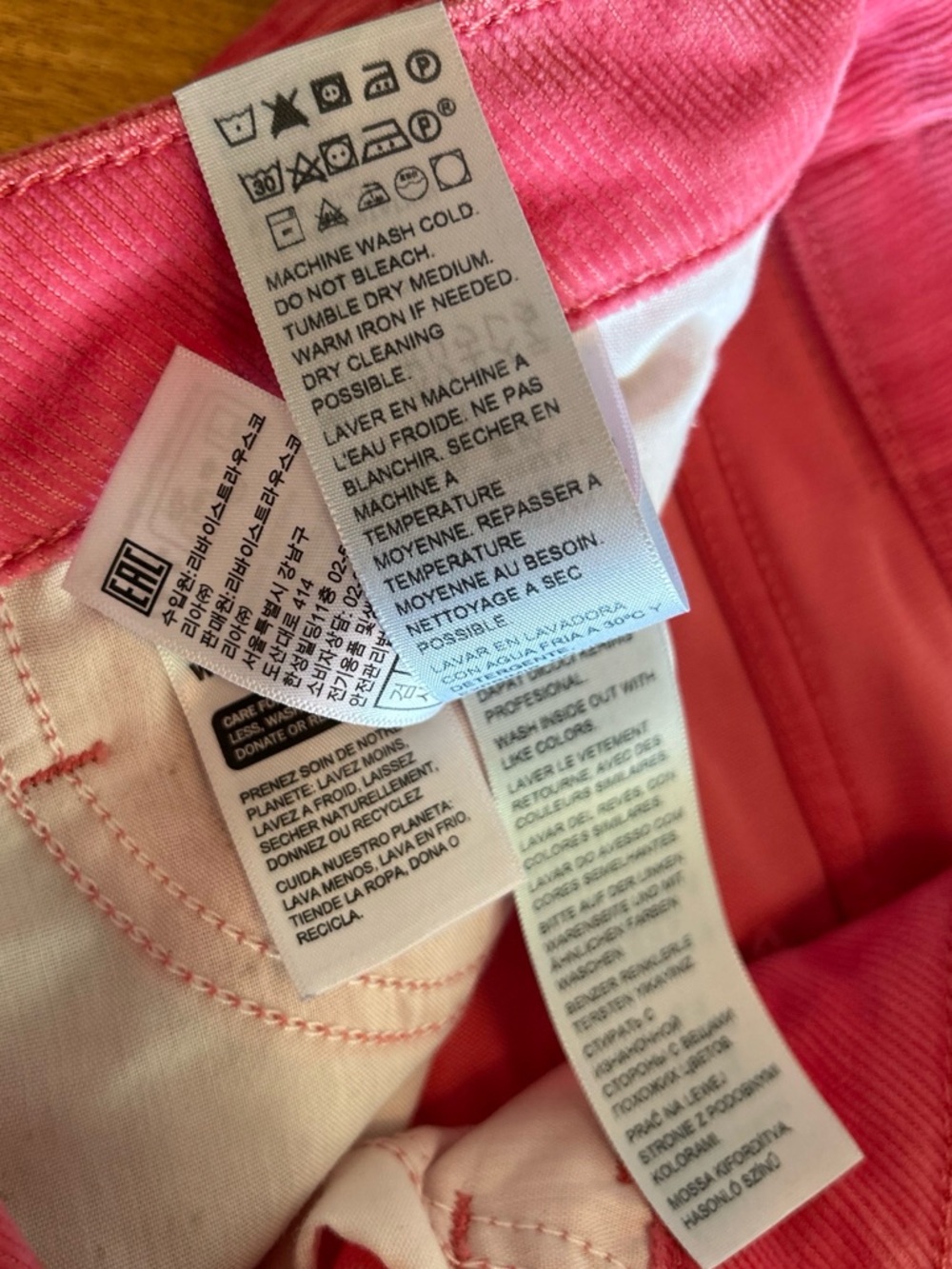 Levi's soft Pink Barbiecore coquette Corduroy Jeans size 27/32 - Picture 6 of 12